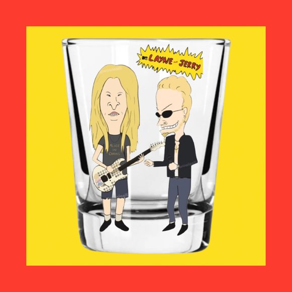 Beavis and Butthead/Alice in Chains, Layne Staley Mashup Shot Glass - Picture 1 of 1
